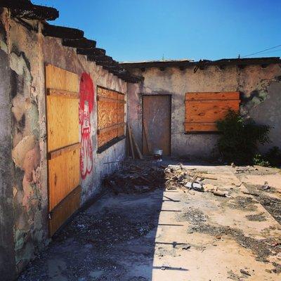 The entire interior of the home was gone, except the studs. This was caused by a fire in the kitchen that quickly spread through the home.