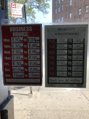 store hours and pharmacy hours