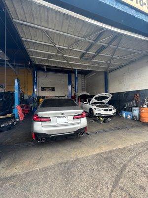 Here is my BMW getting an oil change.
