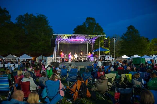 Enjoying the bands under the stars at the SC Strawberry Festival.