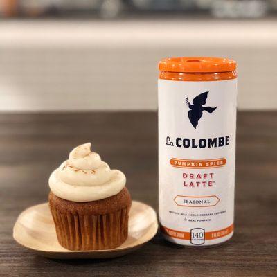 La Colombe with vegan cupcake