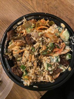 Steak bowl- lots of toppings