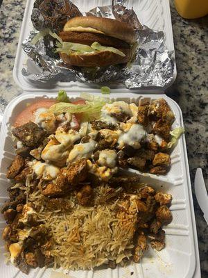 Chicken Filet Sandwich and Gyro Chicken Over Rice