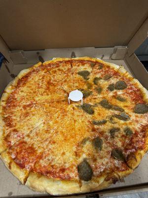 XL pizza, 1/2 meatball
