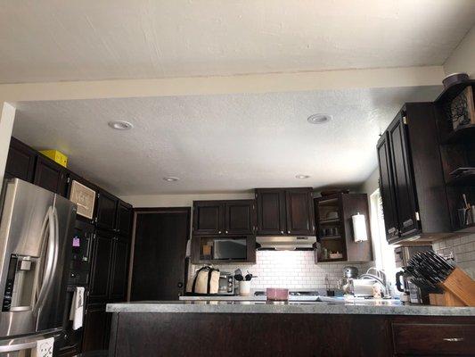 Recessed lighting he installed after taking out our old 70s lights