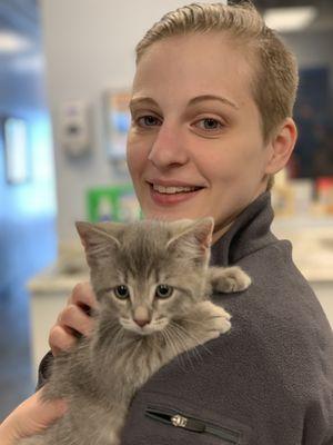 Kristin with Koko, Brittney with Momo. Recently adopted brother and sister duo