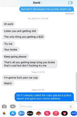 David Barcia threats via text.