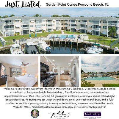 Welcome to your dream waterfront lifestyle in this stunning 2-bedroom, 2-bathroom condo nestled in the heart of Pompano Beach.