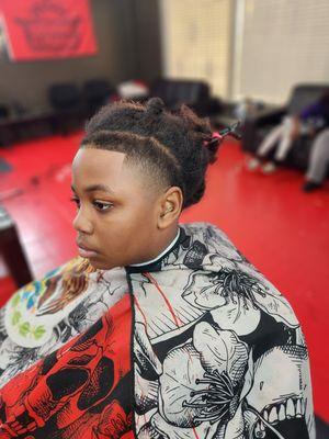 Long hair (dreads) taper fade