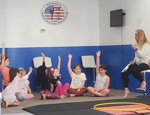Ms Marlene teaching the Girl Scouts about bullies.