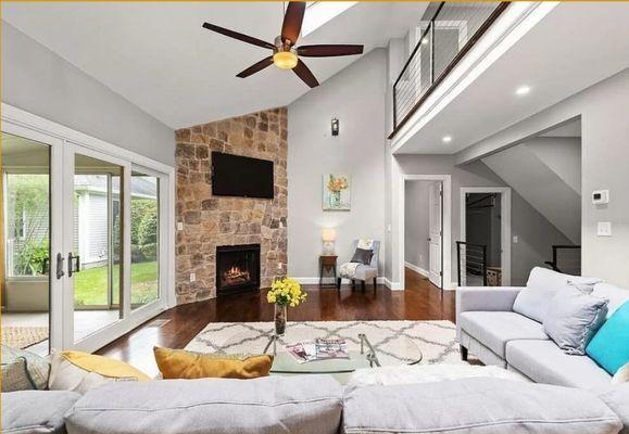 Painting, flooring,  trim work and fireplace done!