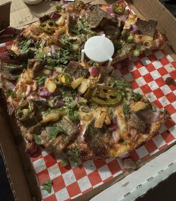 Spicy Beef Lamb Kabob Pizzatwist, small size, mild spice level.