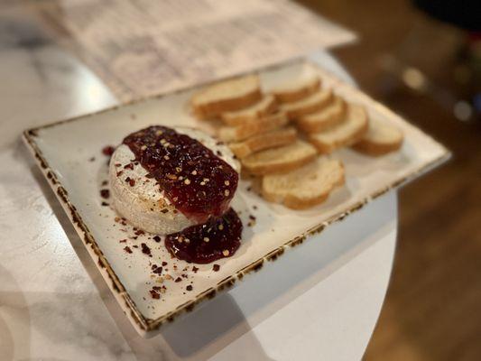 Crusted warm Brie and jam