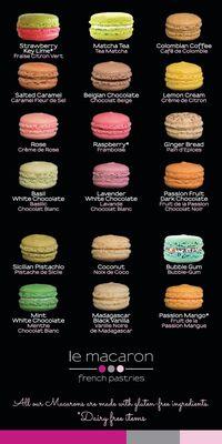 Le Macaron flavors menu