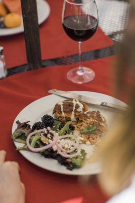 Our famous salmon cakes are always a hit.