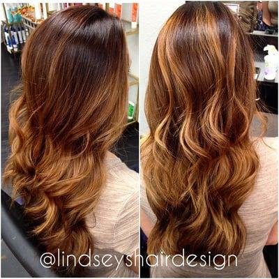 chocolate brown to caramel brown balayage ombre