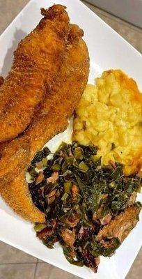 This is mommas soul foods catfish dinner plate it was amazing and I loved it