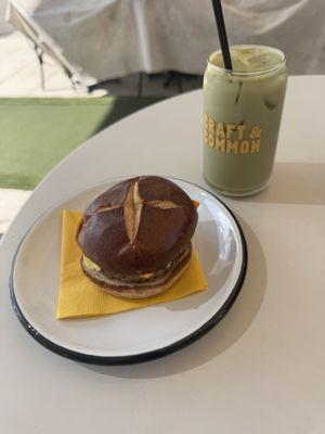 banana pudding matcha and vegan breakfast sandwich
