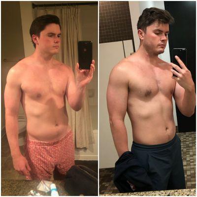 Hudsons's 6 weeks challenge before and after pictures.
