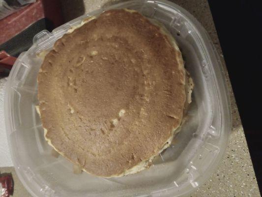 My impossible burger is under my man's panckaes.