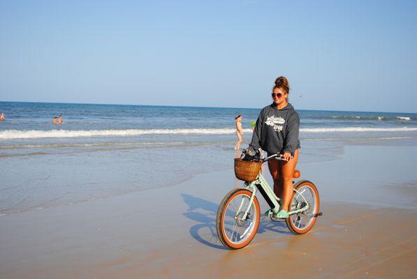 The hard packed sand on our beaches is perfect for e-Bike cruising!