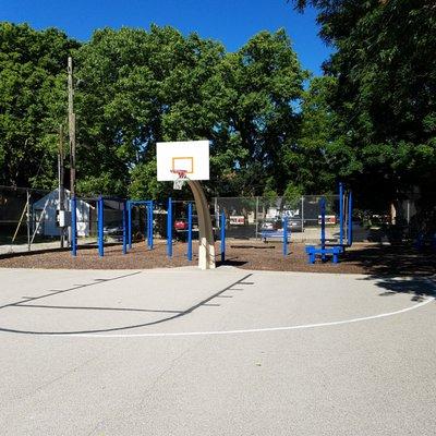 basketball and exercise equipment