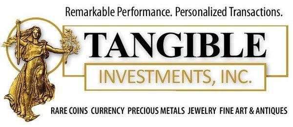 Tangible Investments Inc. Banner Logo. Rare Coins, Currency, Precious Metals, Jewelry, Fine Art, & Antiques.