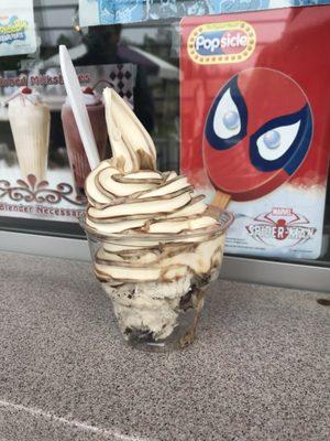 Cone zone combo - ice cream on bottom, soft serve on top