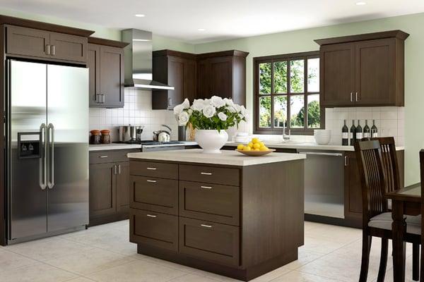 Chocolate Shaker Cabinets with Quartz Counter Top