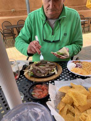 Lunch steak fajitas.