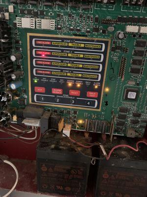 fire alarm contol for all 24 units showing the fault, and how it was silenced to avoid repair