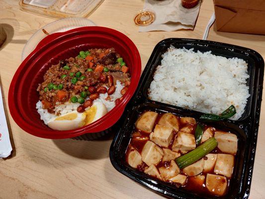 Mapo Tofu with Rice/Noodles麻婆豆腐套餐 Taiwan Stewed Pork (W/Rice)台式卤肉配白米饭