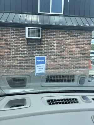 Signage for drive up Covid-19 testing