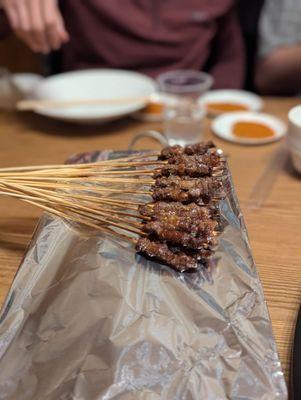 Fatty beef skewers