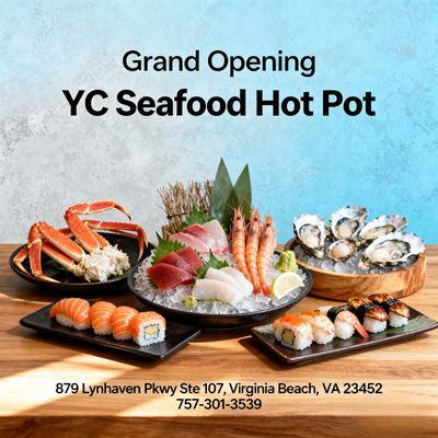 Celebrate our grand opening with fresh seafood and hot pot