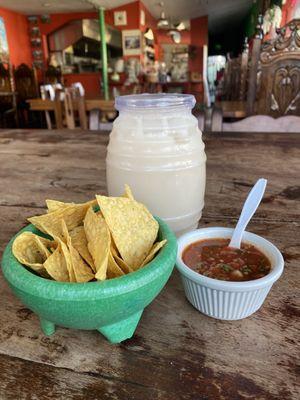 Klass horchata with chips & salsa