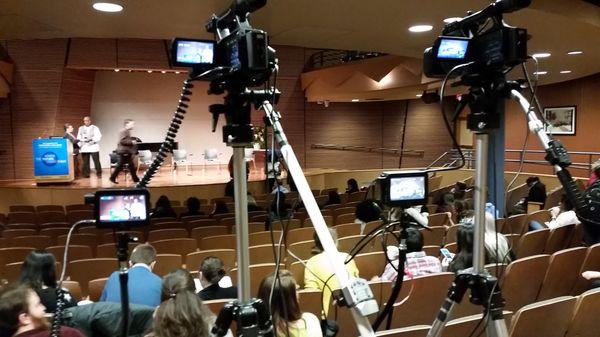 Recording a conference at Columbia University.
