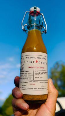 Fire Jun Gut Shots. Habanero, Jalapenos, Horse Radish, Raw Honey, Turmeric, Ginger, Garlic, Onion, Lemon, Orange, Cinnamon.