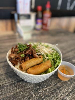 Grilled pork and egg roll vermicelli bowl
