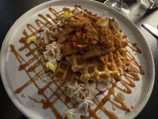 Caramel apple waffles