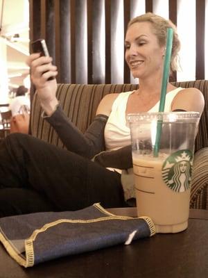 Kate wearing Sleevies while we were in Turkey at Starbucks.