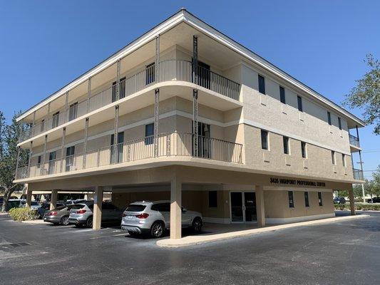 Our office building: South Entrance. We're located behind Blueberries Diner and Rooms 2 Go !