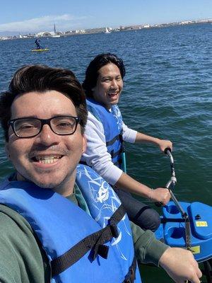 Fun on the tandem hydro bike.