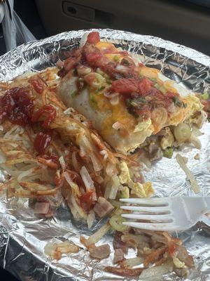 Breakfast Burrito and hash browns
