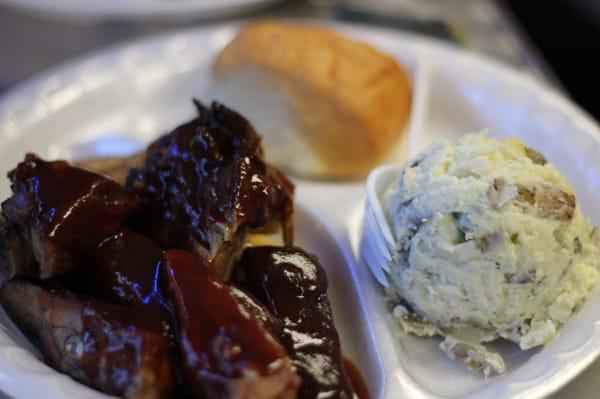Ribs, with potato salad