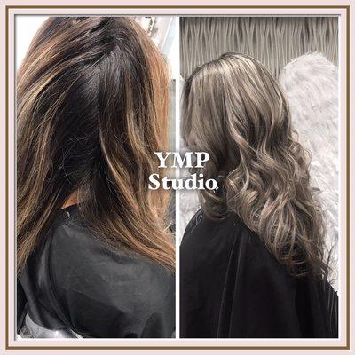 Before and after bye brassy hair day hi to shiny long and healthy hair olaplex insured