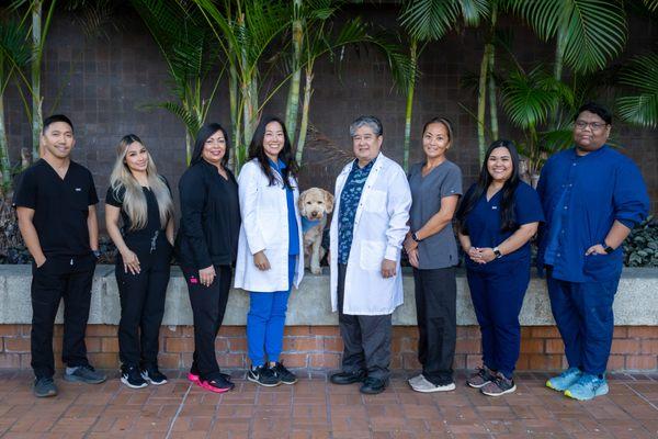 Pacific Dental Studio team and Mochi, our mascot.