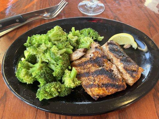 Blackened Salmon with Broccoli.