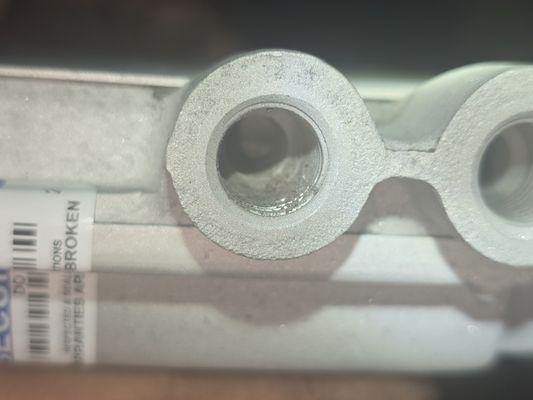 Blasting media still in the port.