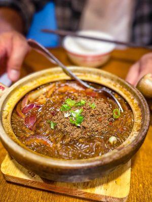 Vermicelli and minced pork